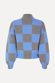 Stine Goya Adonis Sweater Knit Alaskan Blue Check