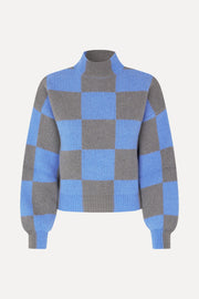 Stine Goya Adonis Sweater Knit Alaskan Blue Check