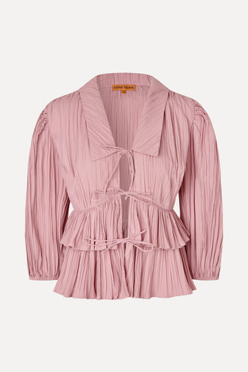 Stine Goya Balloon Sleeve Tie Top Top Pink Nectar