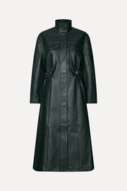 Stine Goya Dropped Shoulder High Collar Coat Outerwear Dark Green