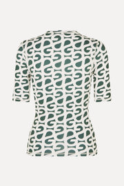 Stine Goya Elastic Short Sleeve T-Shirt Top Forest Green Logo