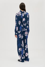 Stine Goya Elasticated Long Pants Pants Blush Roses On Indigo