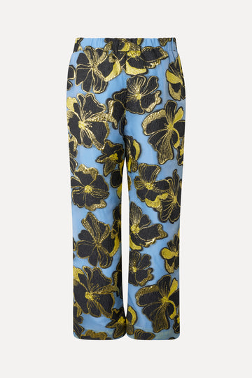 Stine Goya Elasticated Waistband Pants Pants Blue Anemone Jacquard