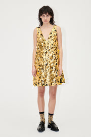 Stine Goya Elena Dress Dress Golden Metallic 3D Flowers