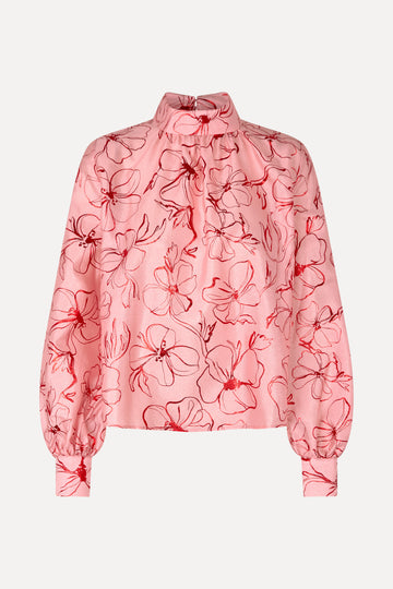 Stine Goya Gathered Long Sleeve Top Top Foil Foliage