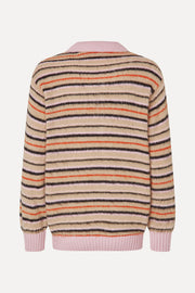 Stine Goya Long Sleeve Knit Polo Knit Alpaca Cream Stripes