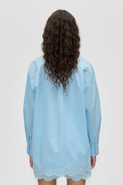 Stine Goya Long Sleeve Oversized Shirt Top Teapot Blue