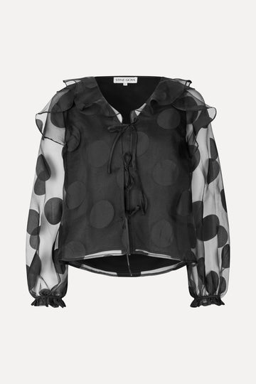 Stine Goya Multi Ruffle Raglan Top Top Dotted Black