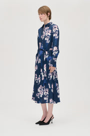 Stine Goya Shirt Dress Midi Dress Blush Roses On Indigo