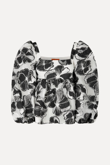 Stine Goya Square Neck Long Sleeve Top Top Anemone Jacquard