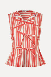 Stine Goya Tie Front Vest Top Scarlet Trot