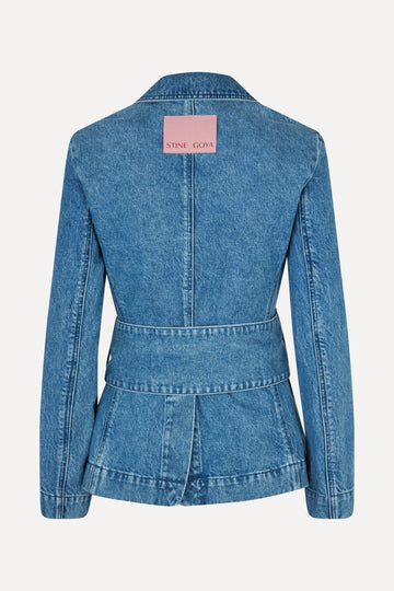 Stine Goya Belted Tailored Jacket Jacket Denim Blue