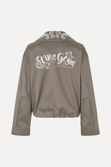 Stine Goya Blouson Eyelet Bomber Jacket Cherries On A Paisley