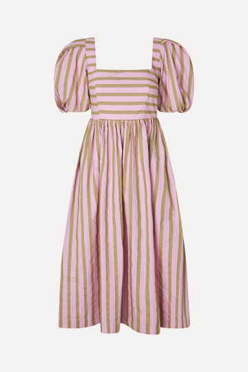 Stine Goya Blouson Sleeve Midi Dress Dress Wallpaper Stripes