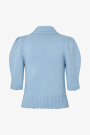 Stine Goya Bobble Knit Polo Cardigan Knit Rose Applique