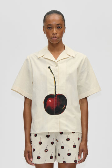 Stine Goya Bowling Collar Shirt Top Cherry