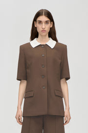 Stine Goya Boxy Short Sleeve Tailoring Jacket Jacket Chicory Coffee