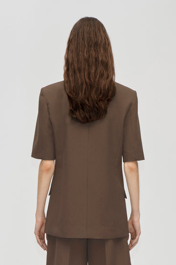 Stine Goya Boxy Short Sleeve Tailoring Jacket Jacket Chicory Coffee