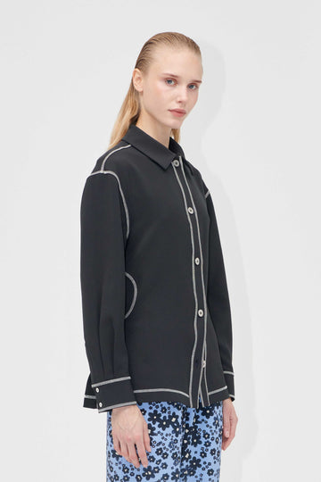 Stine Goya Circular Cut Out Adjustable Shirt Top Black