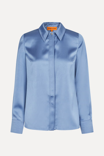 Stine Goya Collared Fitted Shirt Shirt Infinity Blue