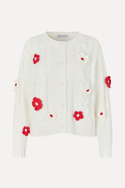 Stine Goya Crewneck Cable Cardigan Knit White