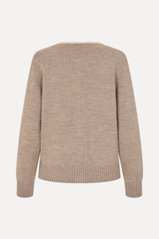 Stine Goya Crochet Trim Cardigan Knit Dark Oak