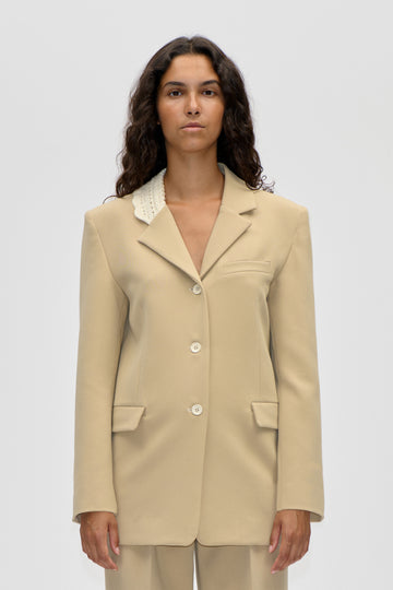 Stine Goya Detailed Tailored Blazer Jacket Ecru