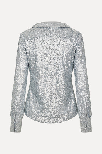 Stine Goya Double Collar Shirt Top Steel Grey