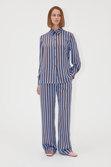 Stine Goya Elasticated Long Pants Pants Embroidery Stripe