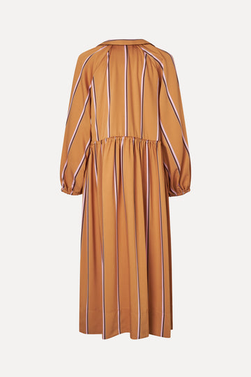 Stine Goya Elasticated Midi Dress Dress Cocoa Stripes