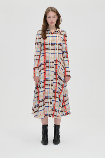 Stine Goya Front Placket Midi Polo Dress Dress Scarlet Grid
