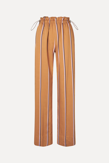 Stine Goya Gathered Long Pants Pants Cocoa Stripes