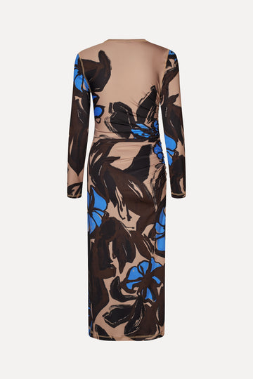 Gathered Long Sleeve Midi Dress Eccentric Floral Stine Goya