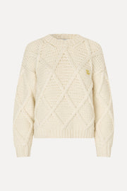 Stine Goya Handknit Cable Sweater Knit Porcelain Cream