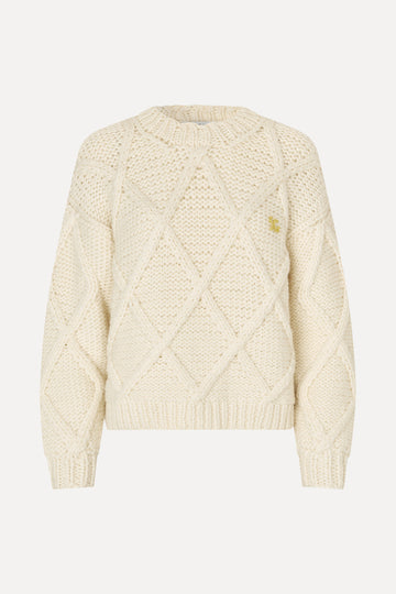 Stine Goya Handknit Cable Sweater Knit Porcelain Cream