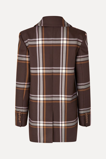 Stine Goya Long Sleeve Boxy Blazer Jacket Weaved Checks