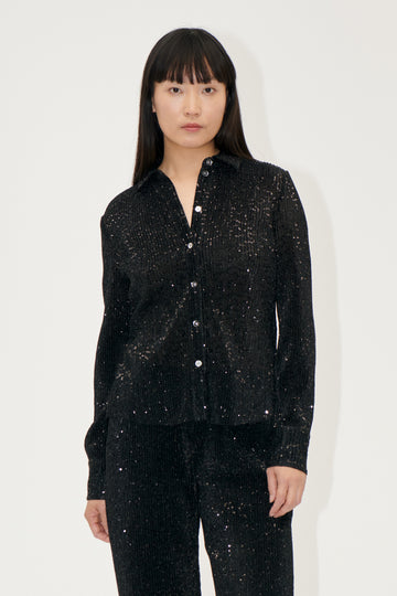 Stine Goya Long Sleeve Buttondown Top Black