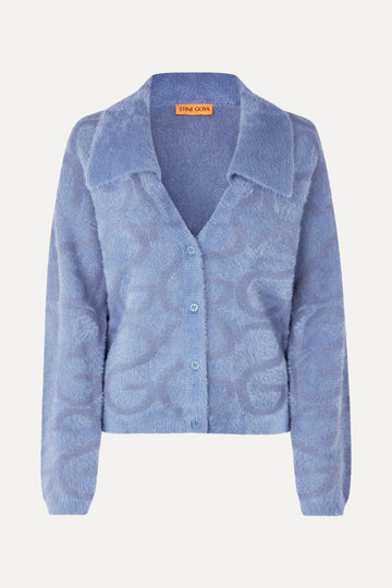 Stine Goya Long Sleeve Cardigan Knit Infinity Blue