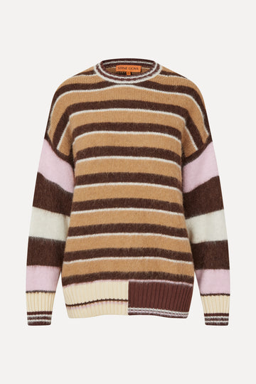 Stine Goya Long Sleeve Crew Neckline Jumper Knit Multi Stripes