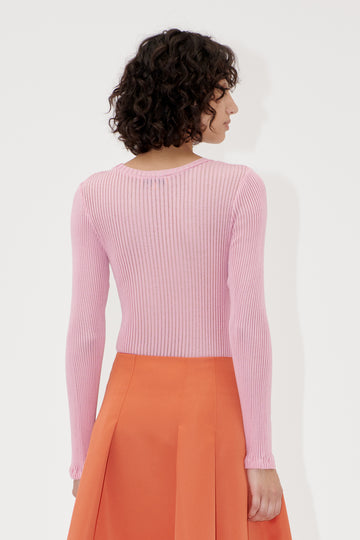 Stine Goya Long Sleeve Crewneck Top Pink Nectar