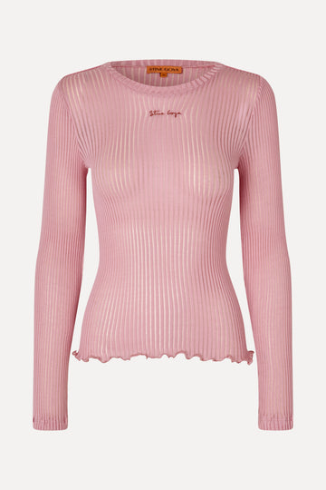 Stine Goya Long Sleeve Crewneck Top Pink Nectar