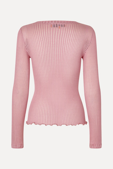Stine Goya Long Sleeve Crewneck Top Pink Nectar
