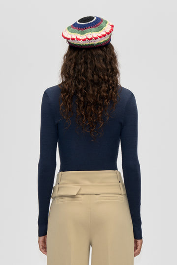 Stine Goya Long Sleeve Crewneck Top Midnight Navy