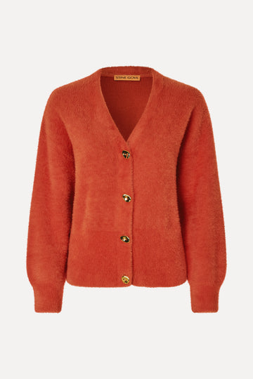 Stine Goya Long Sleeve Dropped Shoulder Cardigan Knit Summer Fig