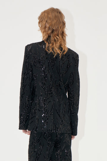 Stine Goya Long Sleeve Fitted Blazer Jacket Abstract Embellishment