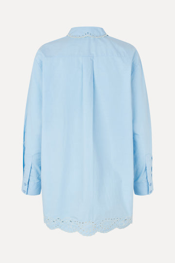 Stine Goya Long Sleeve Oversized Shirt Top Teapot Blue