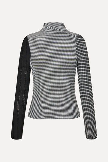 Stine Goya Long Sleeve Pleated Shoulder Top Top Black / White