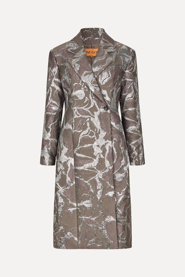 Stine Goya Long Sleeve Straight Coat Coat Abstract Foliage