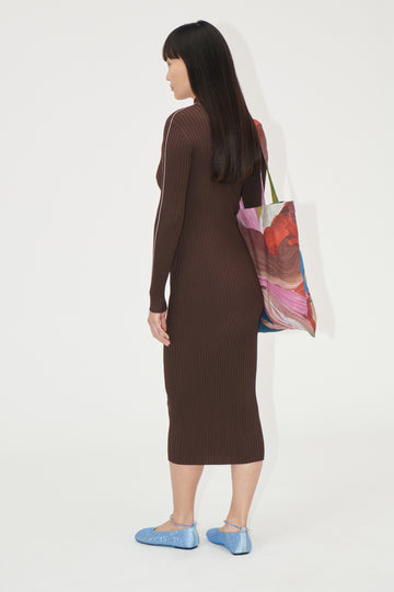 Stine Goya Long Sleeve Turtleneck Knit Dress Dress Coffee Brown