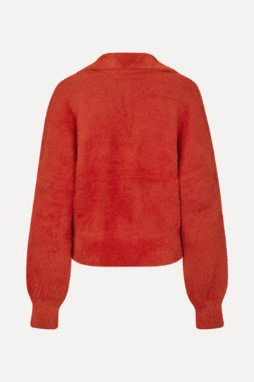 Stine Goya Long Sleeve V Neckline Collar Jumper Knit Red Ochre